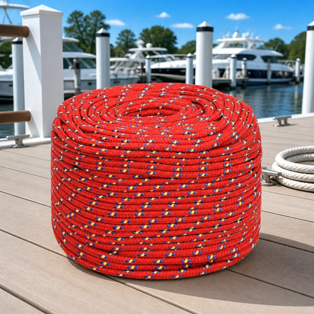 Boat Rope 8mm Red Polypropylene Marine Rope 25m Durable Braided for Sailing Boating Yachting Dock Lines
