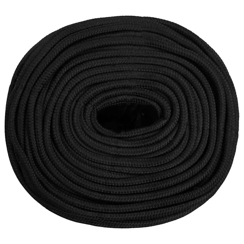 Boat Rope 10mm Braided Polypropylene 25m Black Marine Dock Line