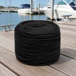 Boat Rope Black 10mm 50m Polypropylene Braided Marine Dock Line Sailing Yachting