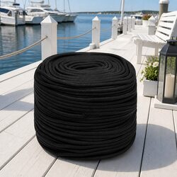 10 mm Black Polypropylene Boat Rope 100 m Braided Marine Dock Line Rigging