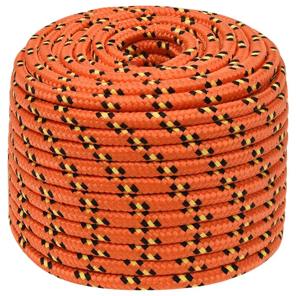 Marine Rope Braided Polypropylene 12mm Orange 100m Dock Line