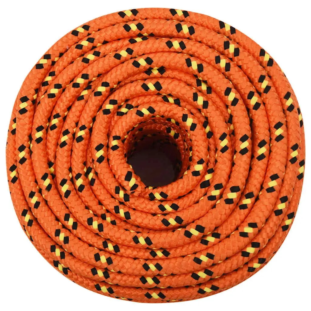Marine Rope Braided Polypropylene 12mm Orange 100m Dock Line