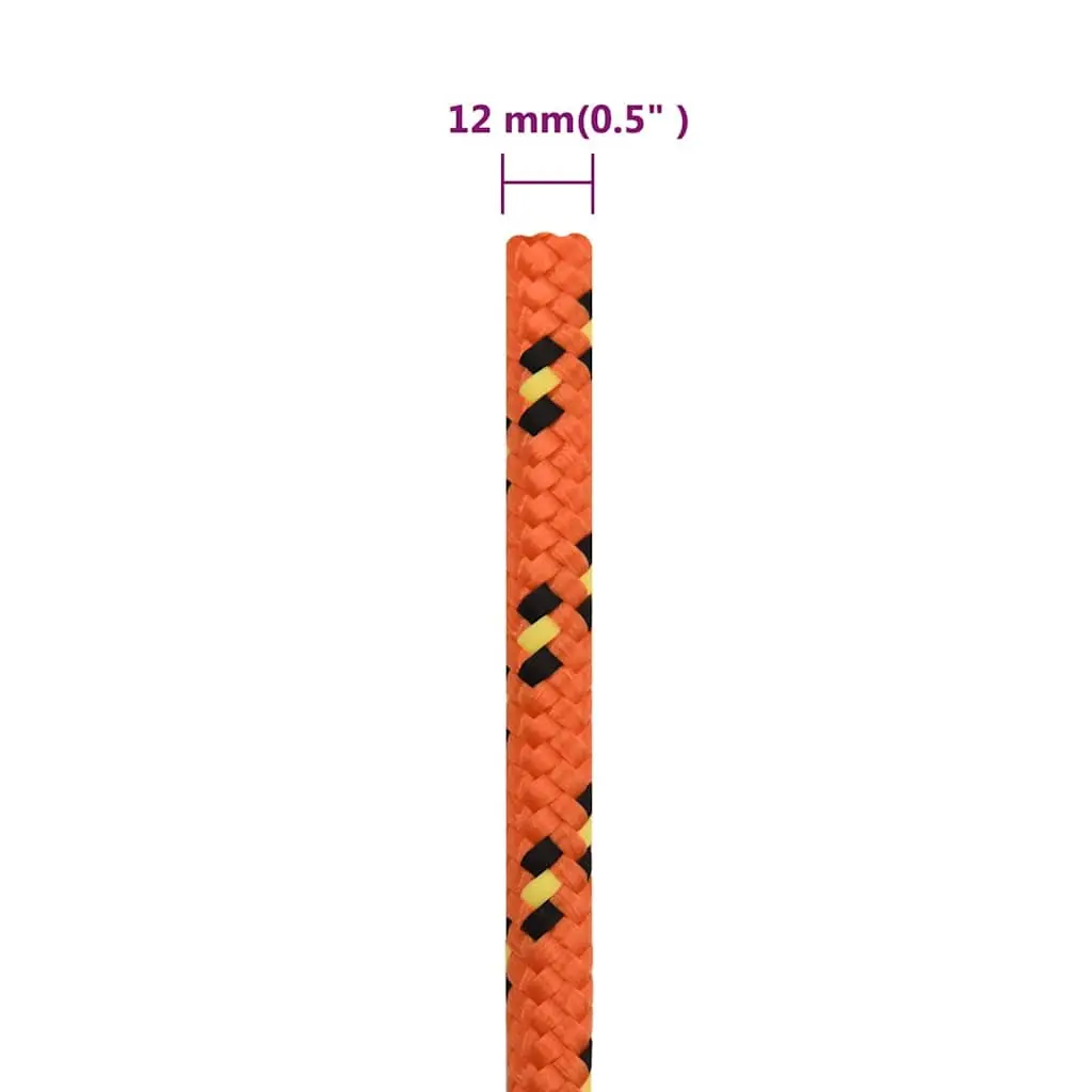 Marine Rope Braided Polypropylene 12mm Orange 100m Dock Line