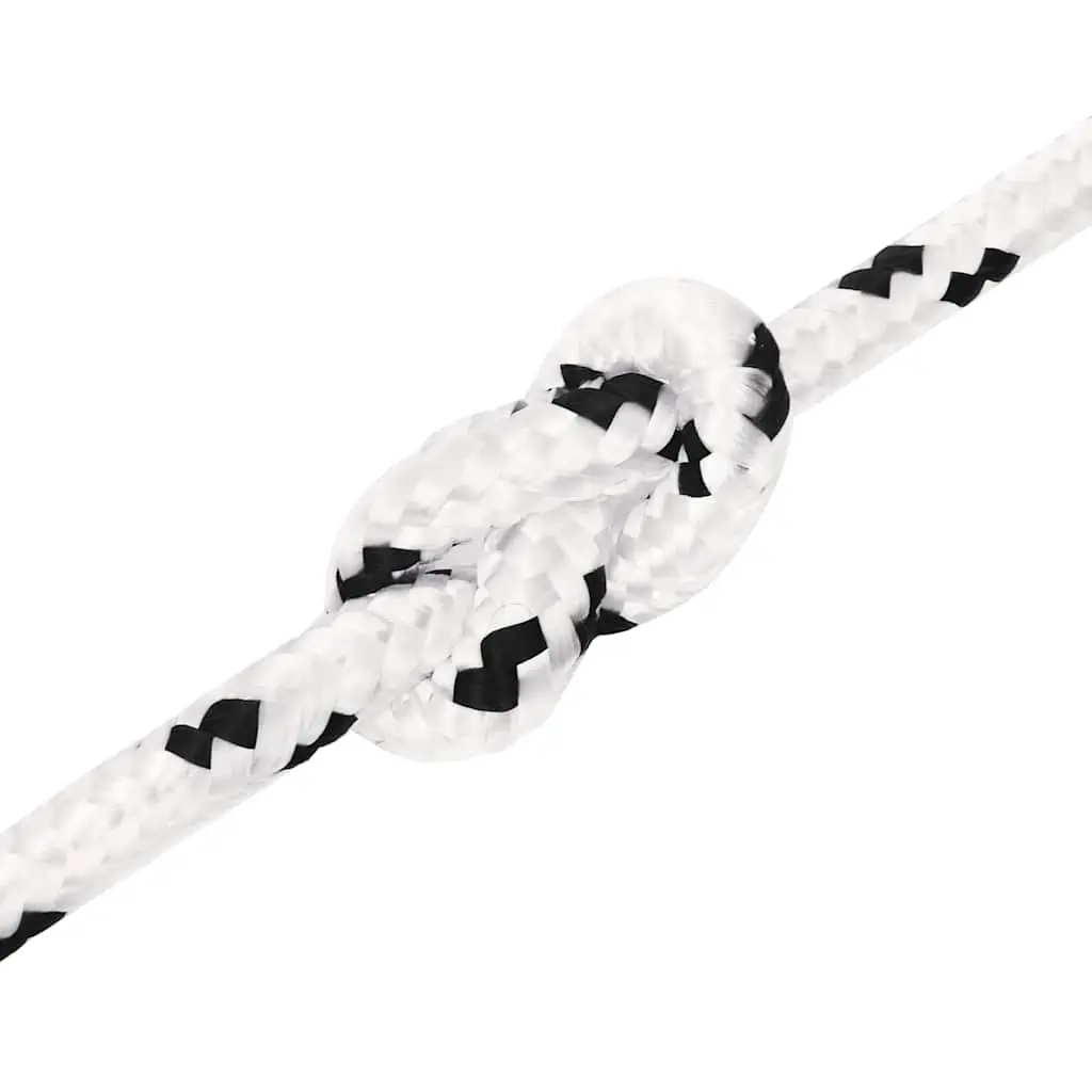Braided Marine Rope Polyester 6mm White 100m Durable UV Resistant