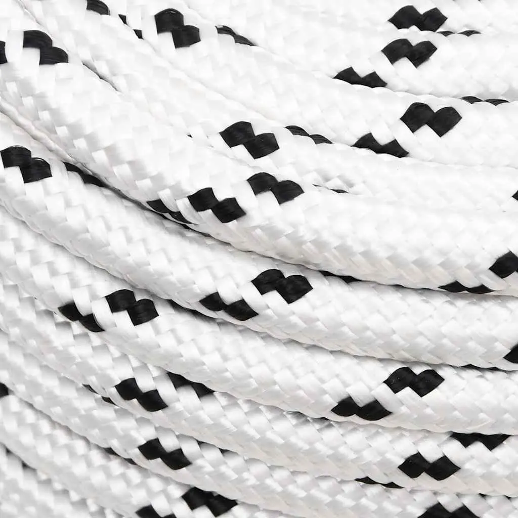 Braided Rope Polyester 12mm x 100m White Marine Rigging Line