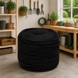 Work Rope Black 8mm 100m Braided Polyester Cord General Purpose Garden