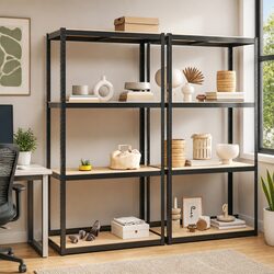 Industrial Storage Shelves 4-Layer Anthracite Steel Engineered Wood Organiser