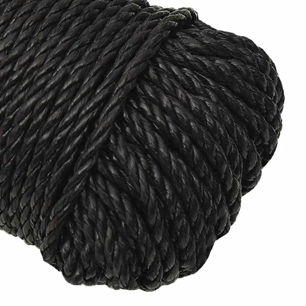 Twisted Polypropylene Work Rope 8mm 25m Black General Purpose Cord