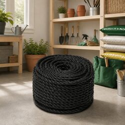 Work Rope Black 10mm 100m Twisted Polypropylene Cord Garden Workshop