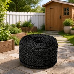 Work Rope Black 12mm 25m Twisted Polypropylene Cord Garden Workshop