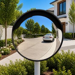 Outdoor Convex Traffic Mirror Black 45cm Driveway Safety Security Accident
