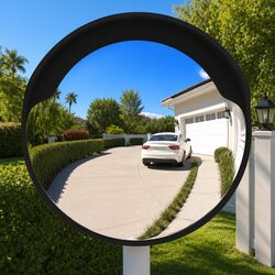 Outdoor Convex Traffic Mirror Black Ø60cm Safety Security Driveway Road Sign