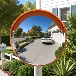 Outdoor Convex Traffic Mirror Orange 30cm Security Safety Driveway Road Blind