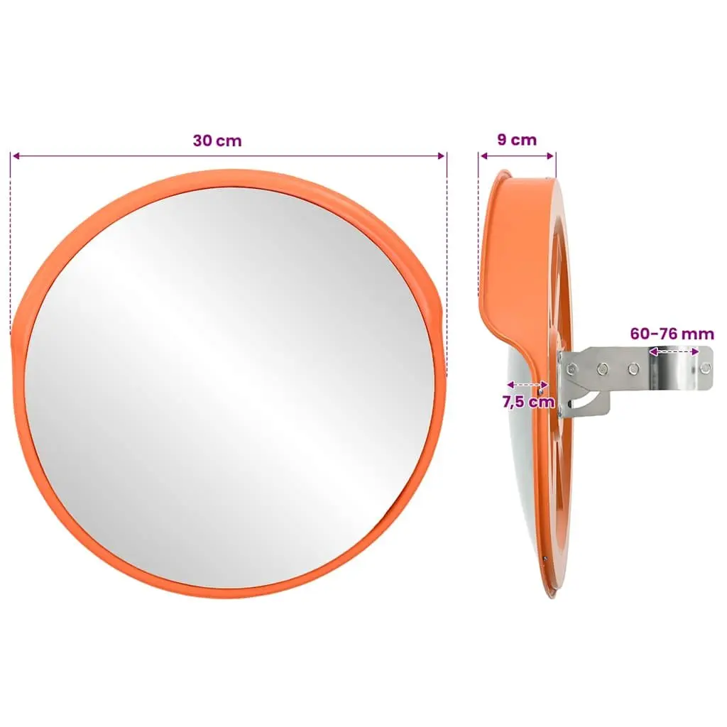 Outdoor Convex Traffic Mirror Orange 30cm Security Safety Driveway Road Blind