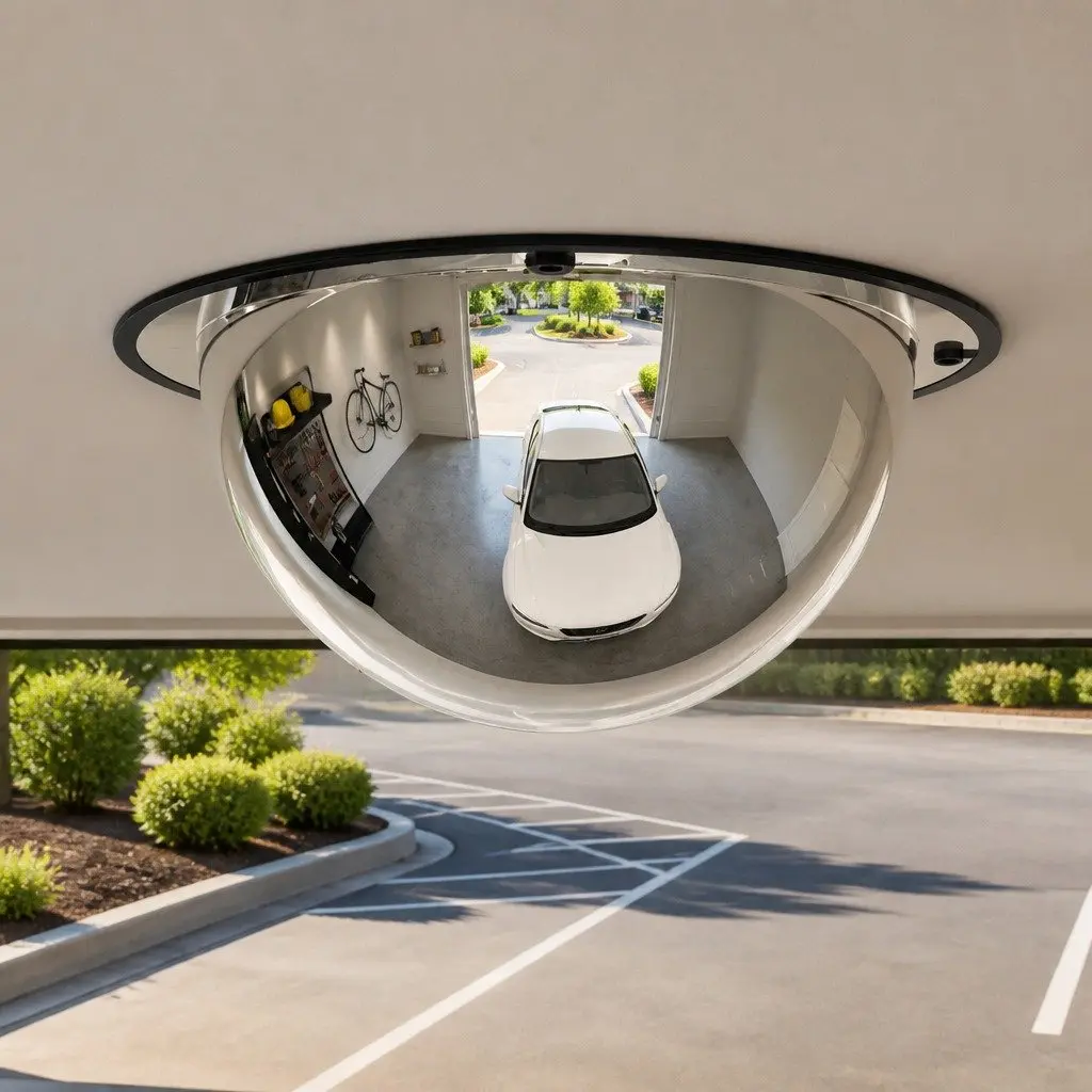 Full Domed Traffic Mirror 30cm Outdoor Safety Acrylic Wide Angle Convex Security