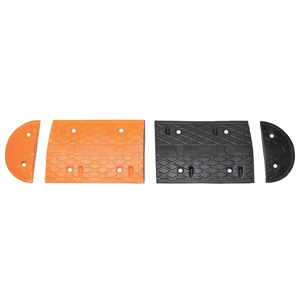 Rubber Speed Hump Traffic Safety Deceleration Bumper Yellow Black 129x32.5x4cm