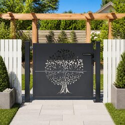 Garden Gate Anthracite 100x75 cm Steel Laser-Cut Design Outdoor Fencing Entrance