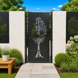 Garden Gate Anthracite 100x175 cm Steel Laser-Cut Design Outdoor Fence Entry