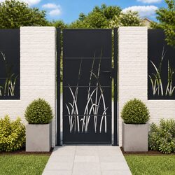 Garden Gate Anthracite 100x175 cm Steel Laser-Cut Design Outdoor Fence Entry