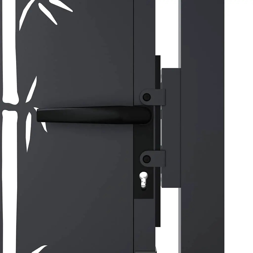 Garden Gate Anthracite 100x175cm Steel Bamboo Design Outdoor Fencing Entry