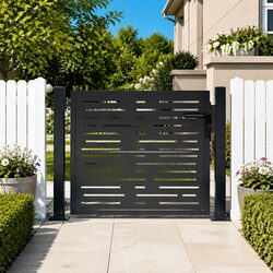 Garden Gate 100x75 cm Anthracite Steel Square Laser-Cut Design Outdoor Patio
