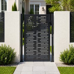 Garden Gate Anthracite 100x150 cm Steel Laser Cut Square Design Outdoor Fence