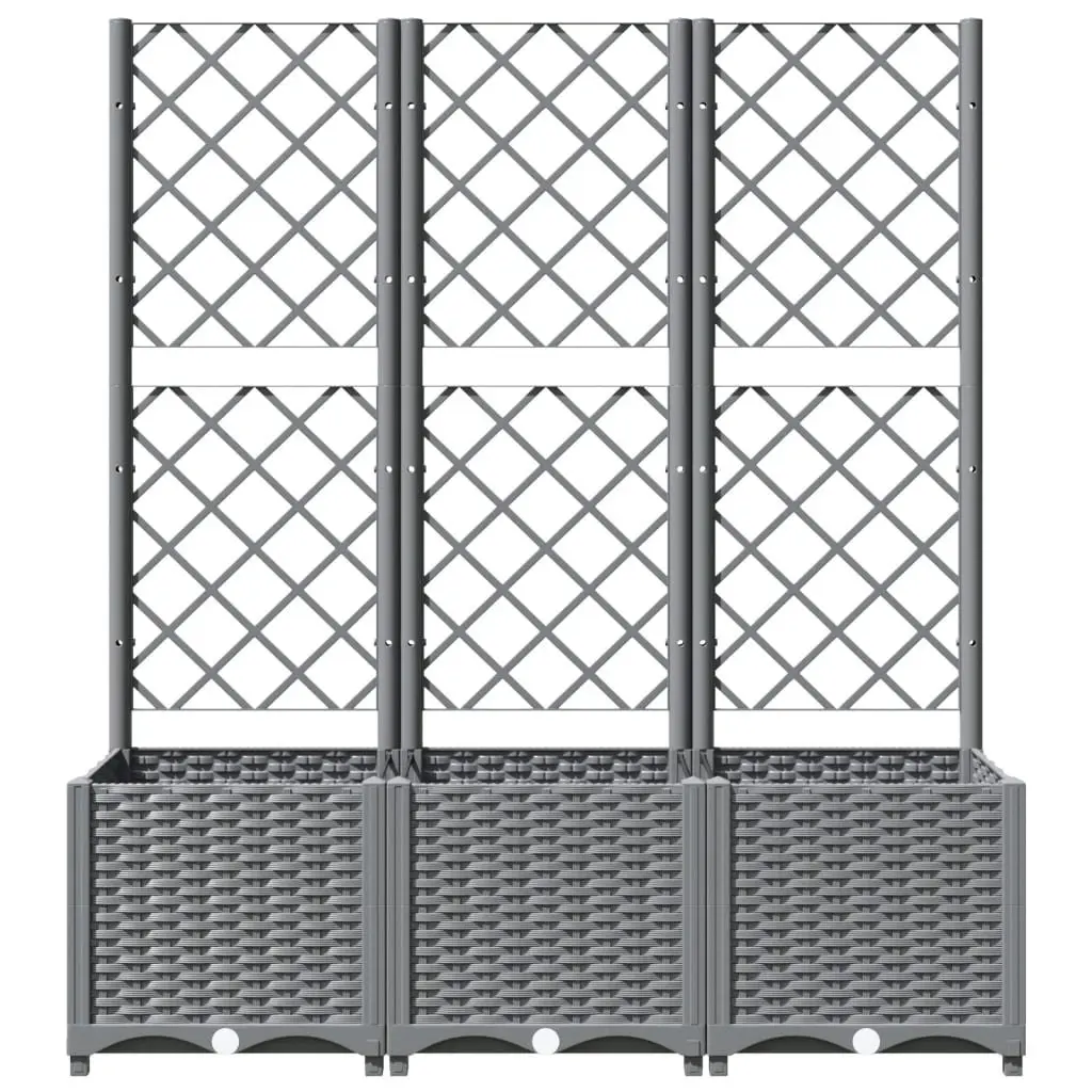 Garden Planter with Trellis Integrated Support Grey 120x40x136cm