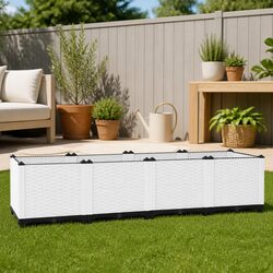 Raised Garden Bed 160x40x38 cm Grey Polypropylene Flower Planter Box