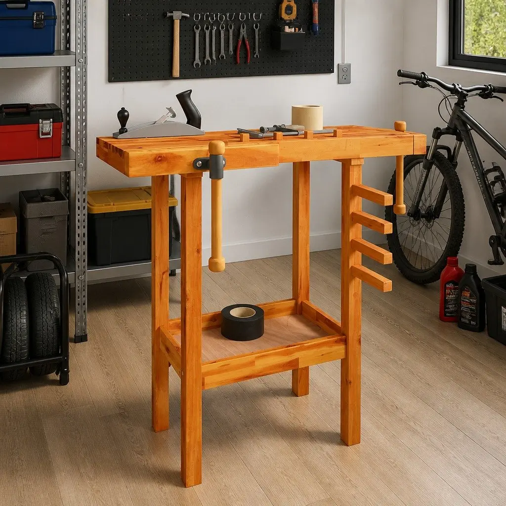 Workbench with Vices Solid Acacia Wood 92x48x83 cm Brown