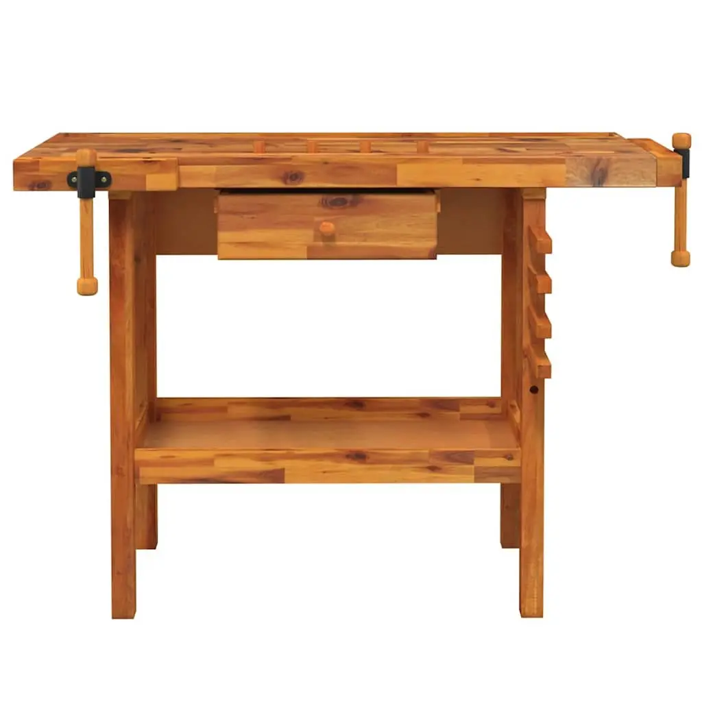 Workbench Solid Acacia Wood Large Stable Surface 124x52x83cm Brown