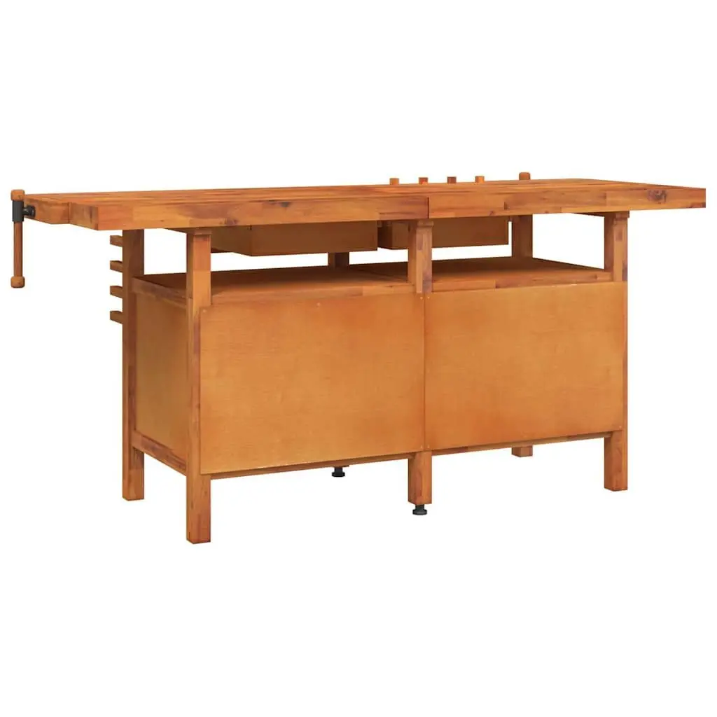 Workbench Solid Acacia Wood 192x62x83 cm Brown with Drawers and Vices