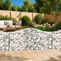 Arched Gabion Basket 200x50x80/100 cm Galvanised Iron Garden Retaining Wall