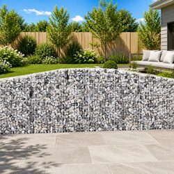 Arched Gabion Basket 400x30x100/120 cm Silver Garden Barrier Retaining Wall