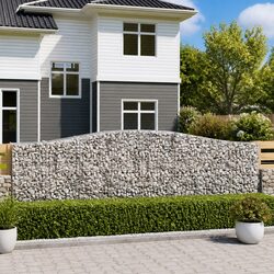 Arched Gabion Basket 400x50x120/140 cm Garden Barrier Retaining Wall Decorative