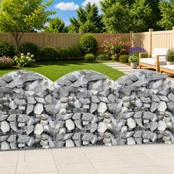 Arched Gabion Basket 100x30x100/120 cm Garden Barrier Retaining Wall Outdoor