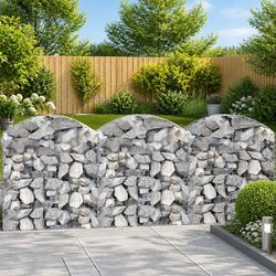Arched Gabion Basket 100x50x100/120 cm Silver Garden Barrier Retaining Wall Cage