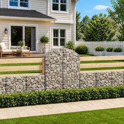 Arched Gabion Basket 100x50x120/140 cm Garden Barrier Retaining Wall Decorative