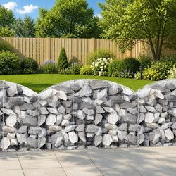 Arched Gabion Basket 150x30x80/100 cm Garden Retaining Wall Decorative Barrier