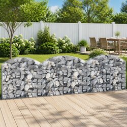 Arched Gabion Basket Garden Barrier 150x30x100/120cm Silver Decorative