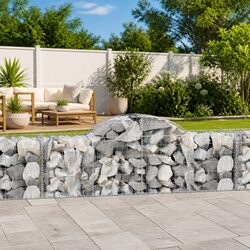 Arched Gabion Basket 200x50x60/80 cm Garden Retaining Wall Decorative Barrier