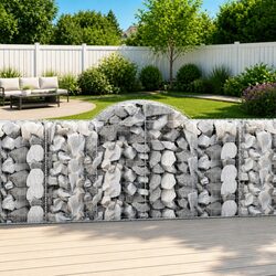 Arched Gabion Basket 200x50x100/120 cm Galvanised Iron Garden Barrier Retaining