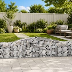 Arched Gabion Basket 400x30x60/80 cm Garden Barrier Retaining Wall Decorative