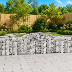 Arched Gabion Basket 400x30x100/120 cm Garden Barrier Retaining Wall Decorative