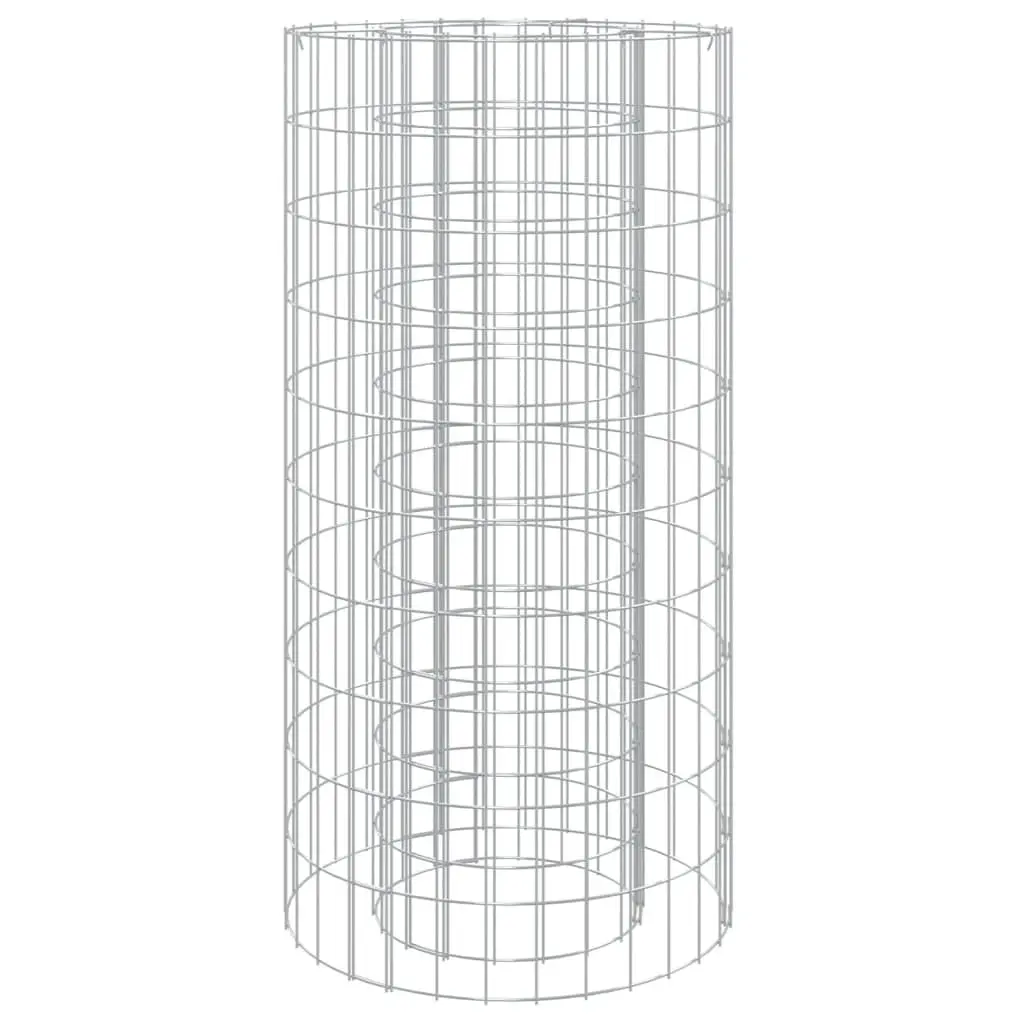 Gabion Fire Pit 50cm Round Outdoor Fireplace Heater Silver Galvanised Iron