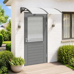 Door Canopy Black 150x100cm Polycarbonate Porch Awning Weather Shield Entrance