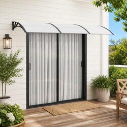 Door Canopy Polycarbonate Black 300x75 cm Weather Protection Porch Awning