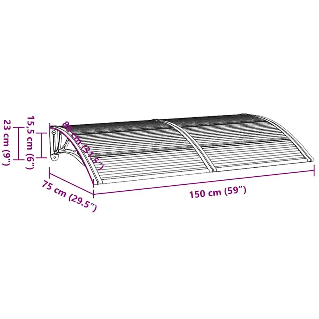 Door Canopy Weather Protection Polycarbonate 300x75 cm Black