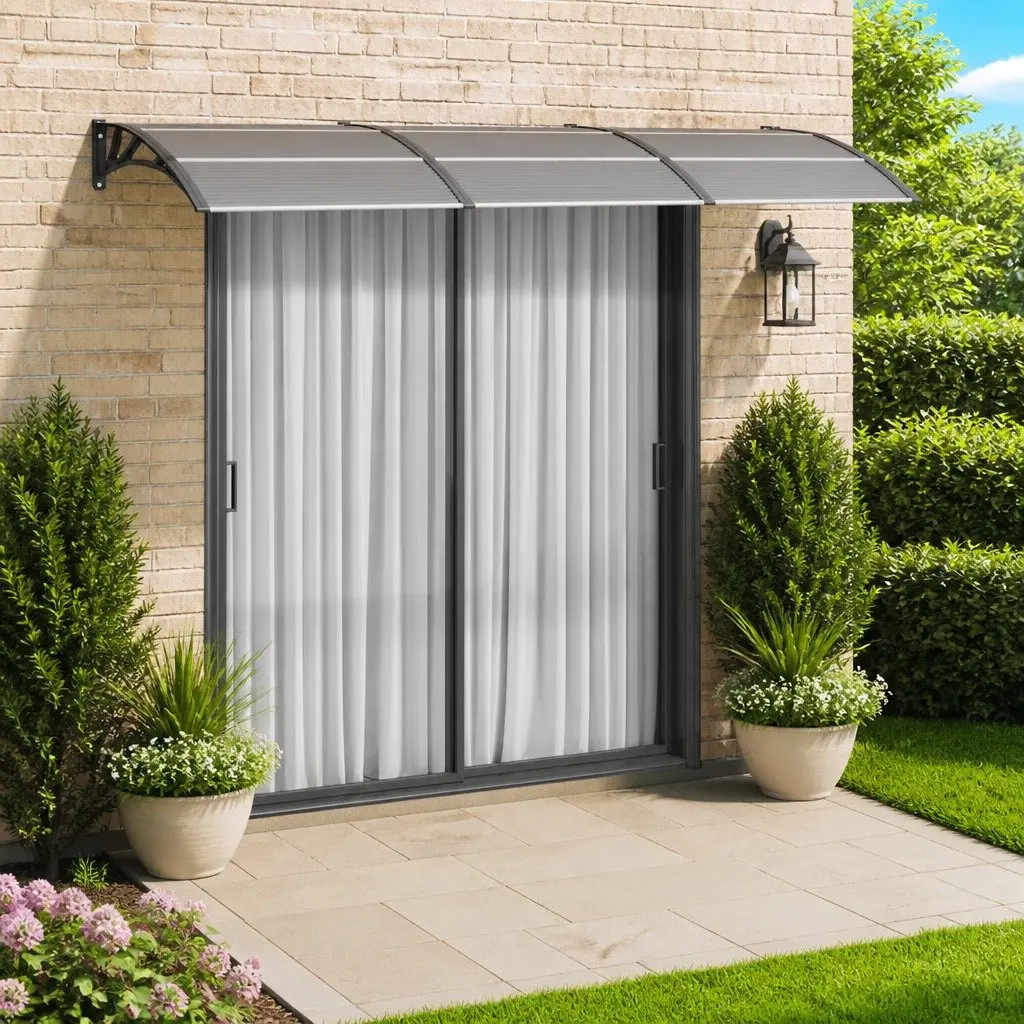 Door Canopy Weather Resistant 300x75 cm Black Polycarbonate Awning