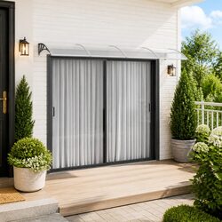 Door Canopy 350x75cm Grey Polycarbonate Porch Awning Shelter Weather Protection