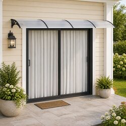 Door Canopy 400x75 cm Black Polycarbonate Porch Awning Weather Protection